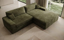 Designer Ecksofa Lugo in Cord – Olive – Rechts