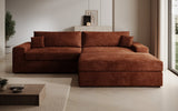 Designer Ecksofa Lugo in Cord – Terrakotta – Rechts