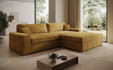 Designer Ecksofa Lugo in Cord – Safran – Rechts