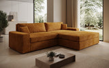 Designer Ecksofa Lugo in Cord – Amber – Rechts