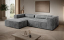 Designer Ecksofa Vasto in Cord – Hellgrau – Links