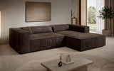 Designer Ecksofa Vasto in Cord – Braun – Rechts