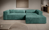 Designer Ecksofa Vasto in Cord – Vintage Blau – Rechts