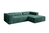 Designer Ecksofa Vasto in Cord – Vintage Blau – Rechts