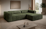 Designer Ecksofa Vasto in Cord – Olive – Rechts