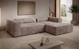 Designer Ecksofa Vasto in Cord – Blush – Rechts