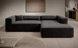 Designer Ecksofa Vasto in Strukturstoff – Schwarz – Rechts