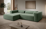 Designer Ecksofa Vasto in Strukturstoff – Grün – Links