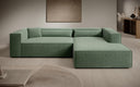 Designer Ecksofa Vasto in Strukturstoff – Grün – Rechts