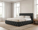Designer Polsterbett Nino in Samt – Schwarz