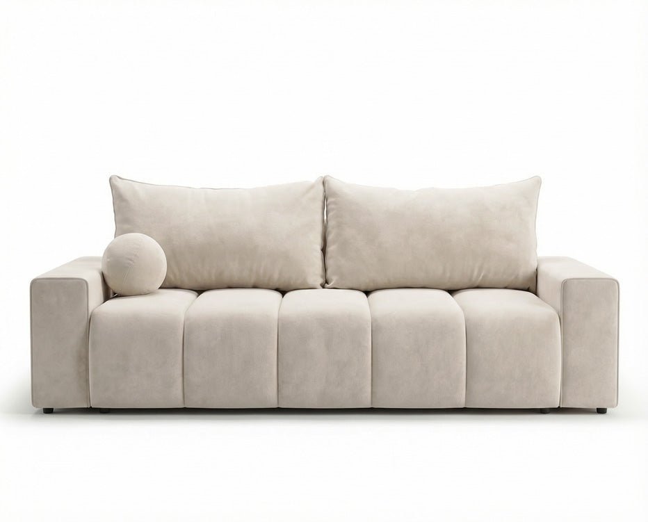 Designer 3 Sitzer Sofa Vena mit Stauraum und Schlaffunktion in Samt