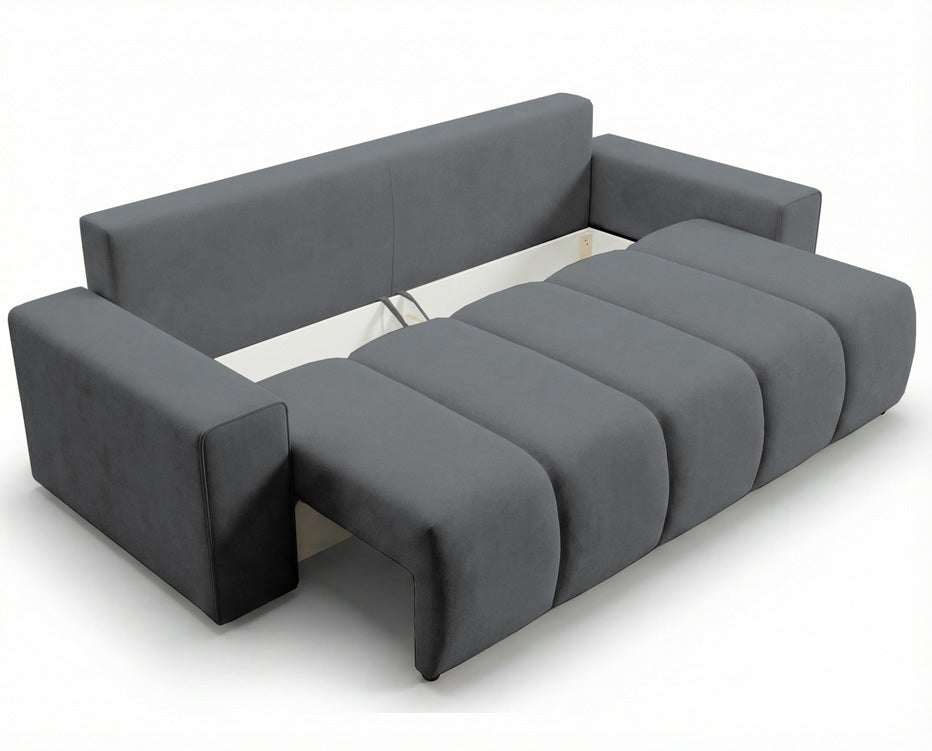 Designer 3 Sitzer Sofa Vena mit Stauraum und Schlaffunktion in Samt