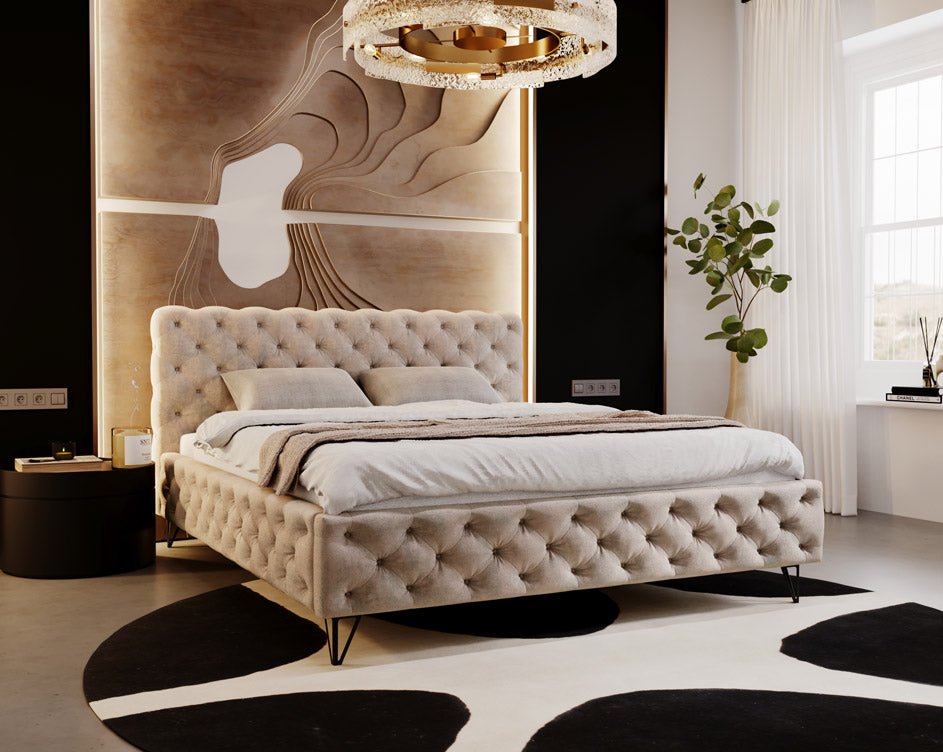 Lit design Sienna en Velours sans espace de rangement