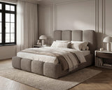 Designer Polsterbett Perla in Bouclé – Taupe