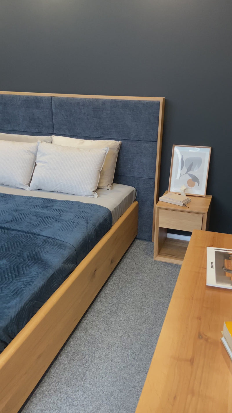 Lit design Valent en Chêne massif avec espace de rangement