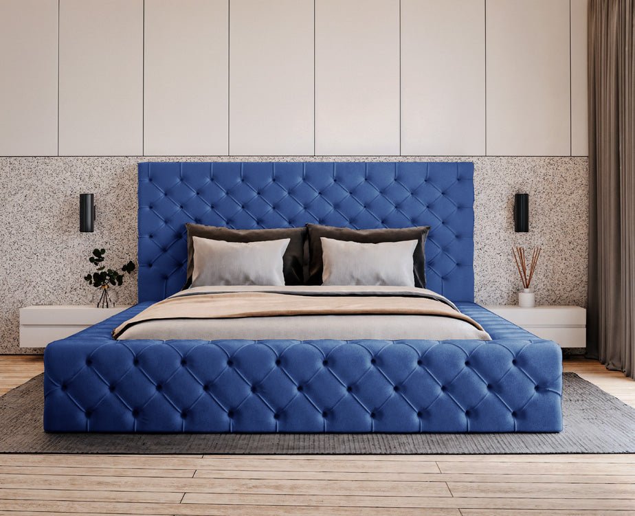 Designer gestoffeerd bed Lana Fluweel met opbergruimte