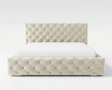 Designer Polsterbett Ria in Samt mit Stauraum – Beige