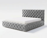 Designer Polsterbett Ria in Samt mit Stauraum – Grau