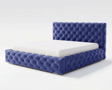 Designer Polsterbett Ria in Samt mit Stauraum – Blau