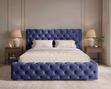 Designer Polsterbett Ria in Samt mit Stauraum – Blau