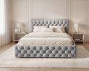Designer Polsterbett Rivo in Samt mit Stauraum – Grau