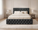 Designer Polsterbett Rivo in Samt mit Stauraum – Schwarz