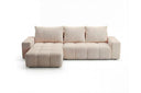 Designer Ecksofa Arvo in Bouclé mit Schlaffunktion & Stauraum – Beige – Links