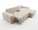 Designer Ecksofa Arvo in Bouclé mit Schlaffunktion & Stauraum – Beige – Rechts