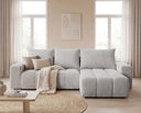 Designer Ecksofa Arvo in Bouclé mit Schlaffunktion & Stauraum – Sand – Rechts