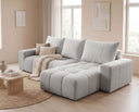 Designer Ecksofa Arvo in Bouclé mit Schlaffunktion & Stauraum – Sand – Rechts