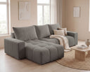 Designer Ecksofa Arvo in Bouclé mit Schlaffunktion & Stauraum – Grau – Links