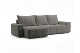 Designer Ecksofa Arvo in Bouclé mit Schlaffunktion & Stauraum – Grau – Links