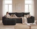 Designer Ecksofa Arvo in Bouclé mit Schlaffunktion & Stauraum – Anthrazit – Links