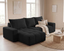 Designer Ecksofa Arvo in Bouclé mit Schlaffunktion & Stauraum – Anthrazit – Links