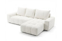 Designer Ecksofa Arvo in Bouclé mit Schlaffunktion & Stauraum – Weiß – Rechts