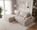 Designer Ecksofa Pino in Samt mit Schlaffunktion & Stauraum – Beige – Links