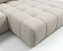 Designer Ecksofa Pino in Samt mit Schlaffunktion & Stauraum – Beige – Rechts