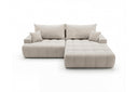 Designer Ecksofa Pino in Samt mit Schlaffunktion & Stauraum – Beige – Rechts
