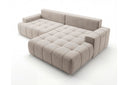 Designer Ecksofa Pino in Samt mit Schlaffunktion & Stauraum – Beige – Rechts
