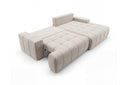 Designer Ecksofa Pino in Samt mit Schlaffunktion & Stauraum – Beige – Rechts