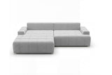 Designer Ecksofa Pino in Samt mit Schlaffunktion & Stauraum – Hellgrau – Links