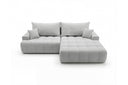 Designer Ecksofa Pino in Samt mit Schlaffunktion & Stauraum – Hellgrau – Rechts