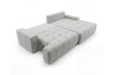 Designer Ecksofa Pino in Samt mit Schlaffunktion & Stauraum – Hellgrau – Rechts