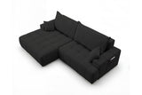 Designer Ecksofa Pino in Samt mit Schlaffunktion & Stauraum – Schwarz – Links