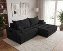 Designer Ecksofa Pino in Samt mit Schlaffunktion & Stauraum – Schwarz – Rechts