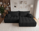Designer Ecksofa Pino in Samt mit Schlaffunktion & Stauraum – Schwarz – Rechts