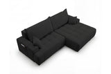 Designer Ecksofa Pino in Samt mit Schlaffunktion & Stauraum – Schwarz – Rechts