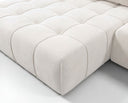 Designer Ecksofa Pino in Samt mit Schlaffunktion & Stauraum – Weiß – Links