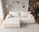 Designer Ecksofa Pino in Samt mit Schlaffunktion & Stauraum – Weiß – Links