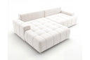 Designer Ecksofa Pino in Samt mit Schlaffunktion & Stauraum – Weiß – Links